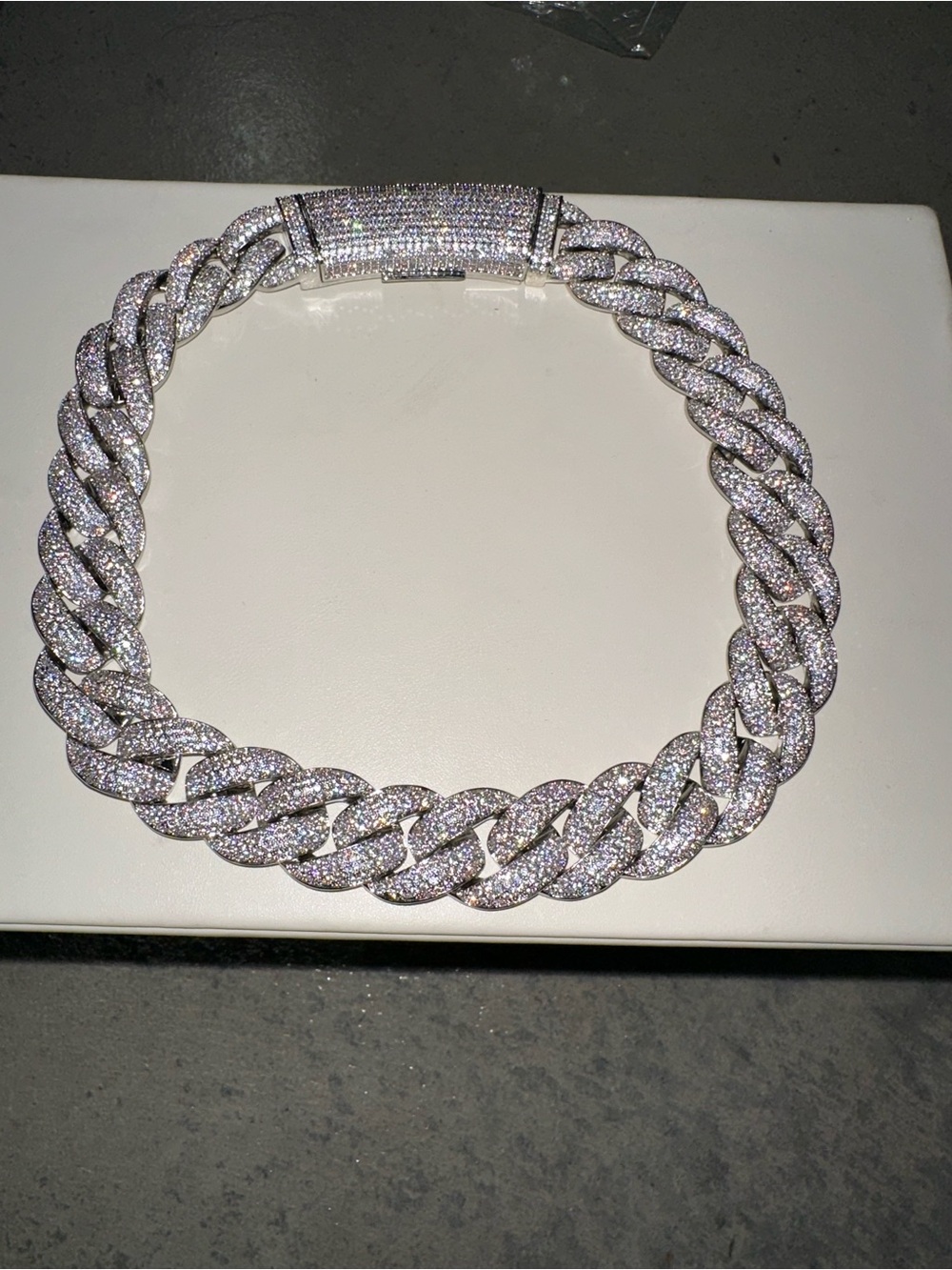 Sterling Silver Pave Cuban Link Necklace - Silver
